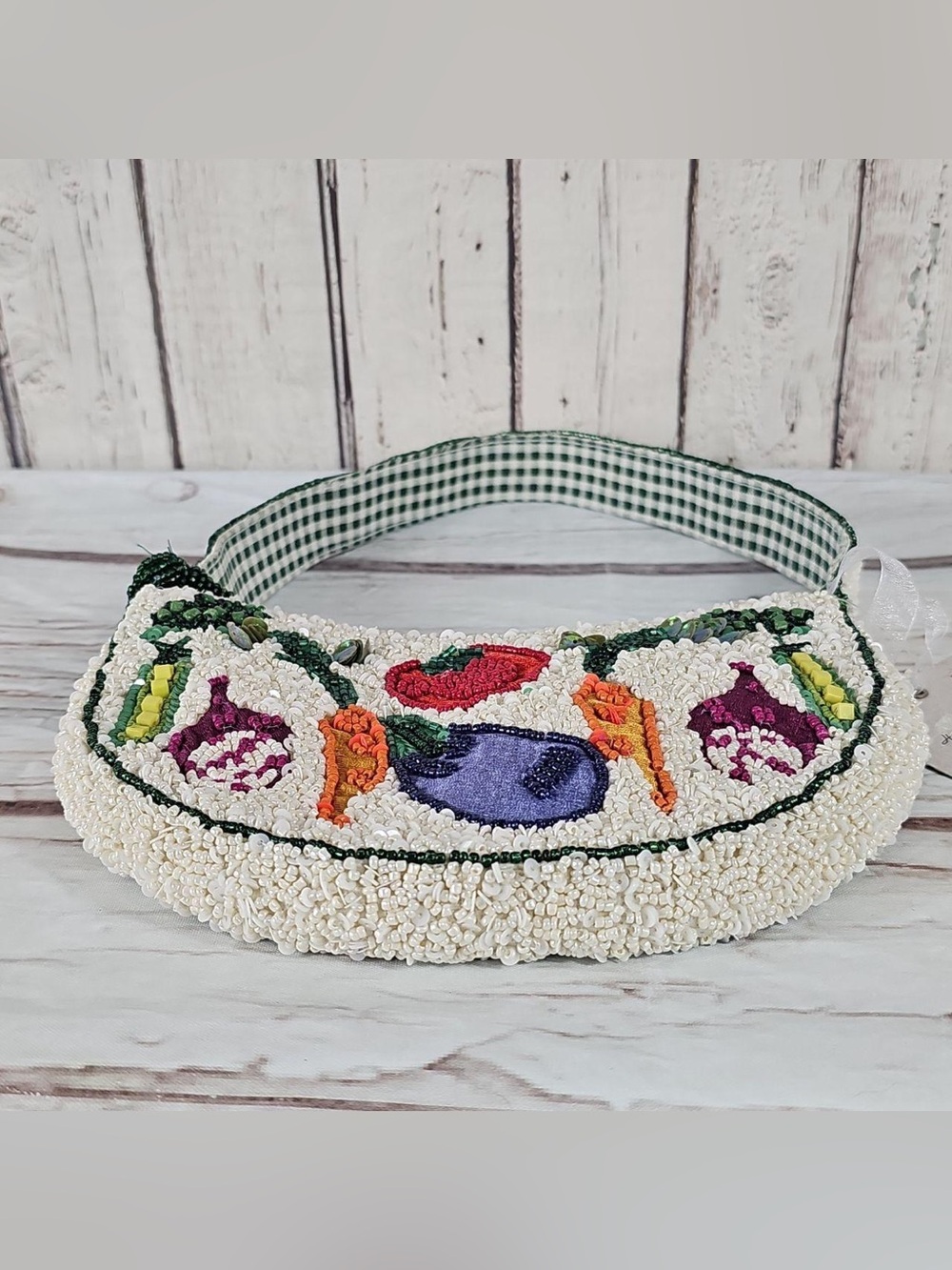 NWT Handmade in India Garden Vegetable Beaded Shoulder Bag White Multi TJ Maxx - Picture 11 of 13